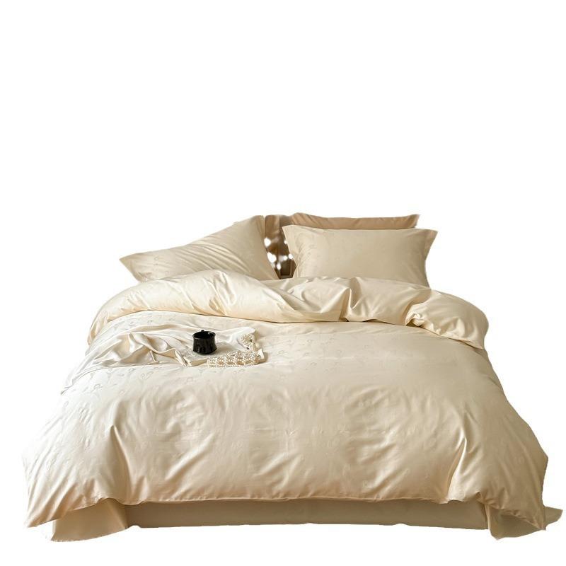 Class A Maternal Infant Grade High-End Long-Staple Cotton Cotton Jacquard 4-Pcs Set Pure Cotton Bed Sheet Quilt Cover Light Luxury Bedding 4