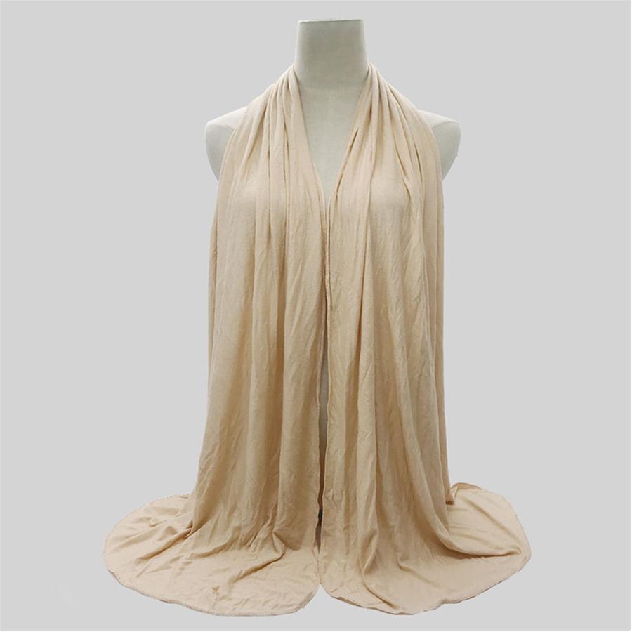 Jersey Hijab Scarf Women Winter Warm Plain Solid Elasticity Cotton Shawls And Wraps Large Size Headband Muslim Hijab Scarves