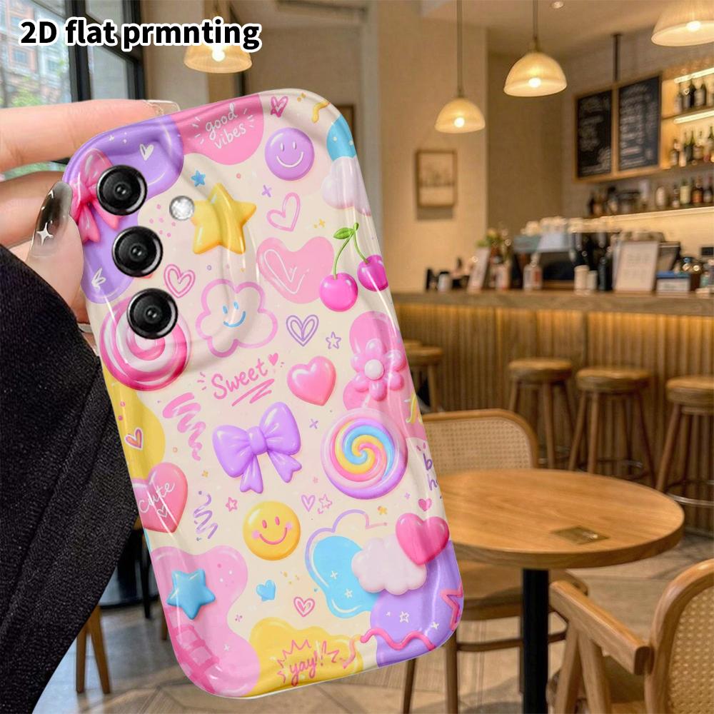 Phone Case: 2D flat, suitable for Samsung Galaxy A34 A35 M05 M06 S20 S22 S21 FE Plus 5G protective case, big bow, perfect Christmas and Halloween holi