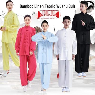 Costum Tai Chi din In de Bambus pentru Bărbați și Femei - Mânecă Lungă pentru Exerciții Matinale și Performanță