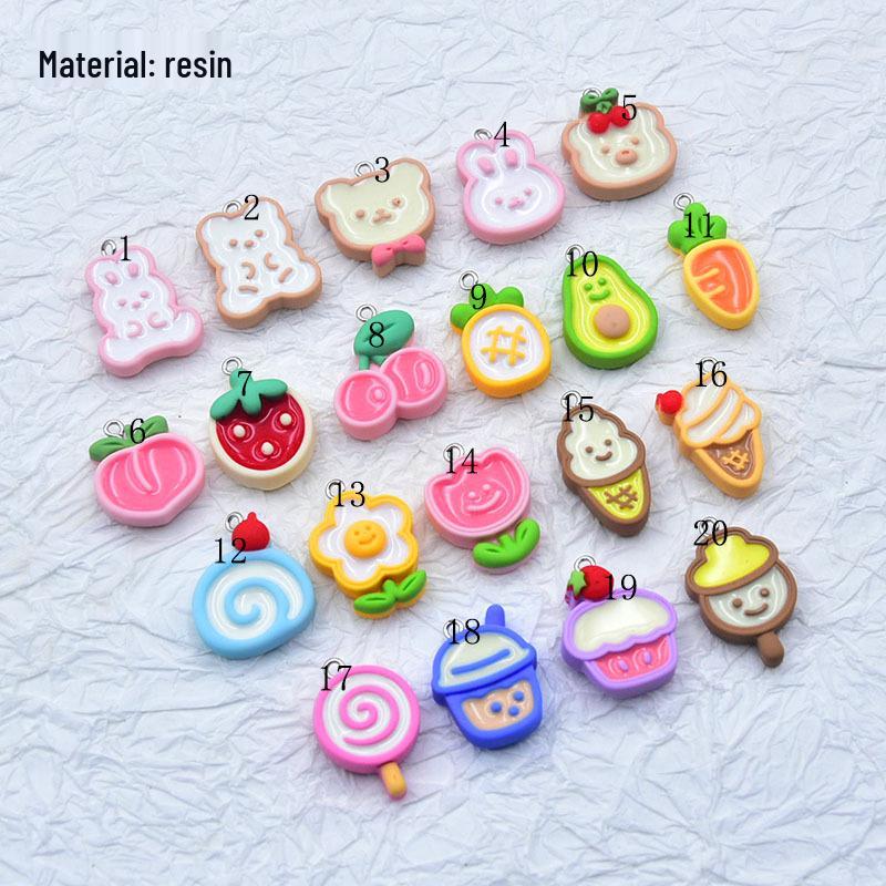 Colorful Resin Drip Cartoon Bear Ice Cream Pendant - Cute Fruit Jewelry Accessory for DIY