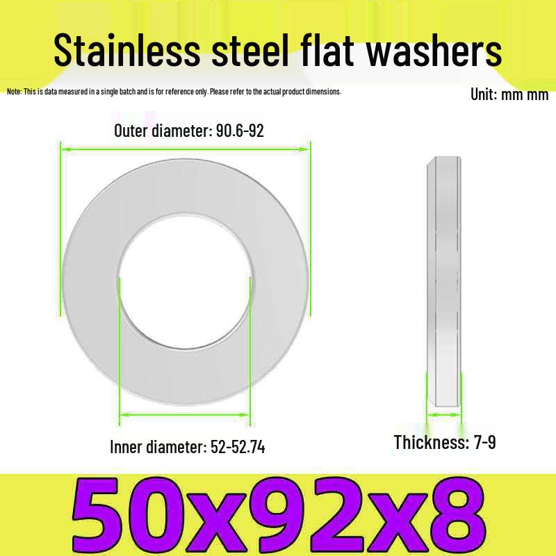 Stainless Steel Flat Washer Gasket, No Burrs, GB97 Standard (201/316/304)