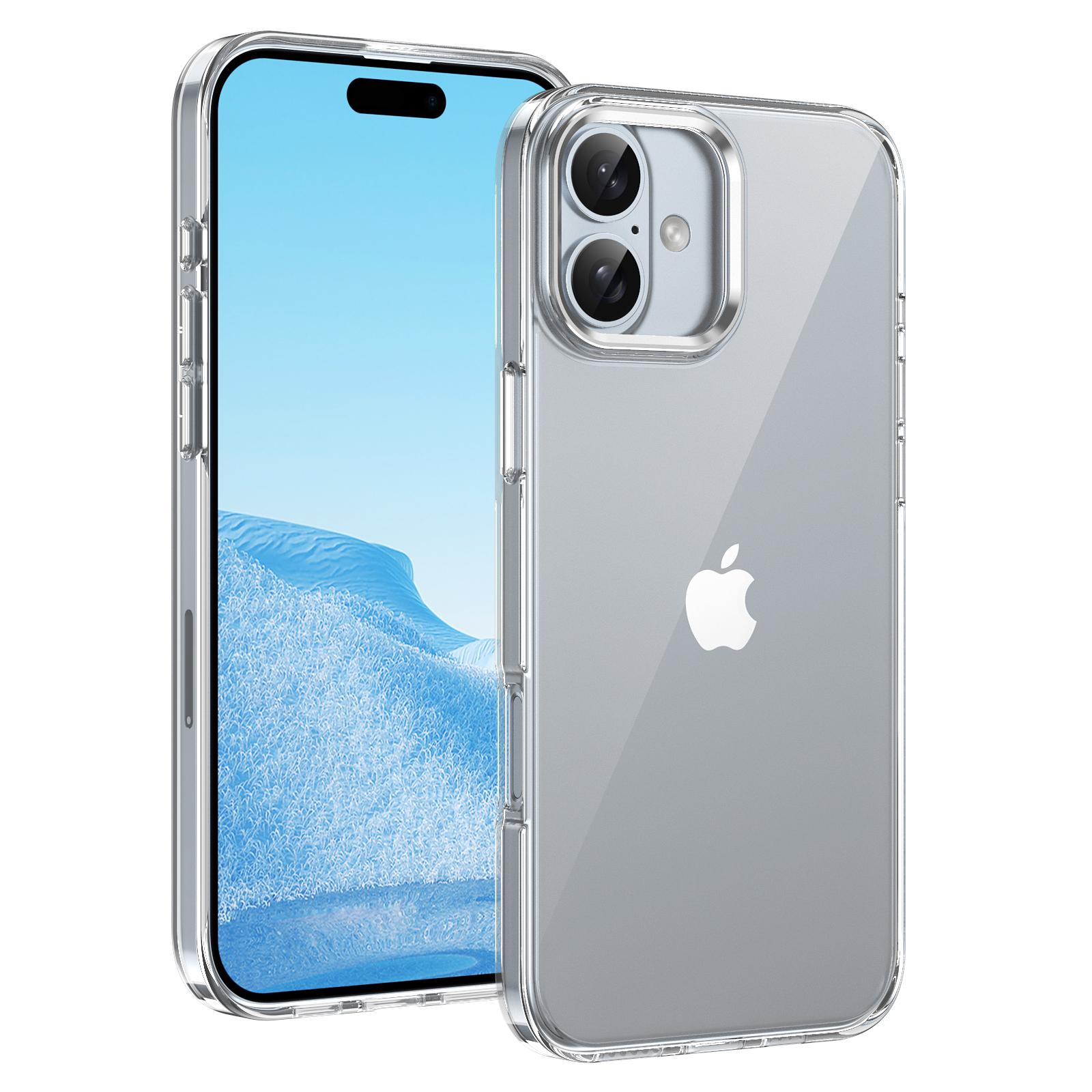 

For iPhone 16 Plus Clear Phone Case Hard PC Anti-Scratch Mobile Phone Back Cover Silver