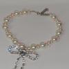 Pearl Choker Necklace For Women With Butterfly Bow Pendant And Silver Plating
