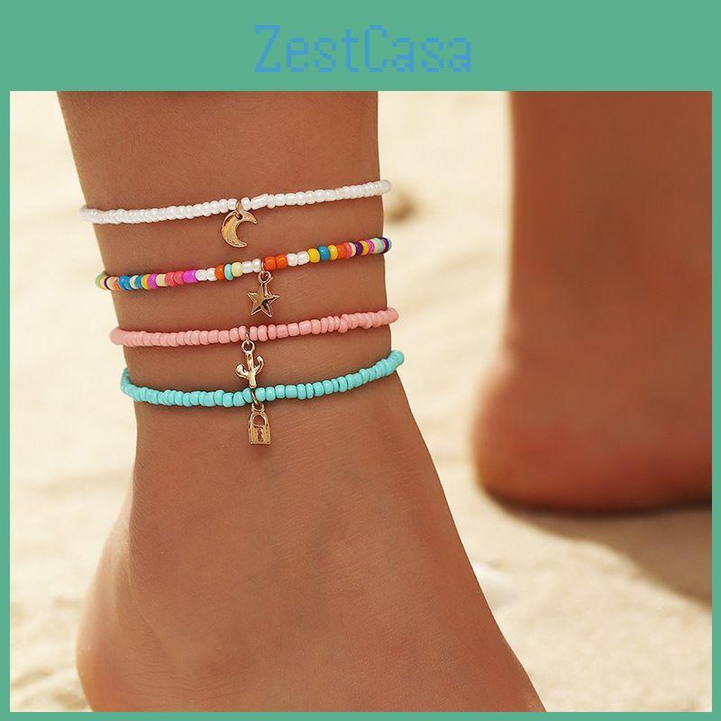 Bohemian Style Ankle Decor With Gemstoneinlaid Pendants For Women Gift Idea