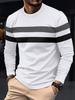 Męski casualowy T-shirt sportowy z blokami kolorów, z okrągłym dekoltem i długim rękawem