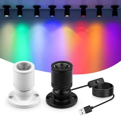 Aufbau Mini USB 5V 1W LED Spot Licht Drehbar Deckenleuchte Schmuck Vitrine Theke Schrank Regal Strahler