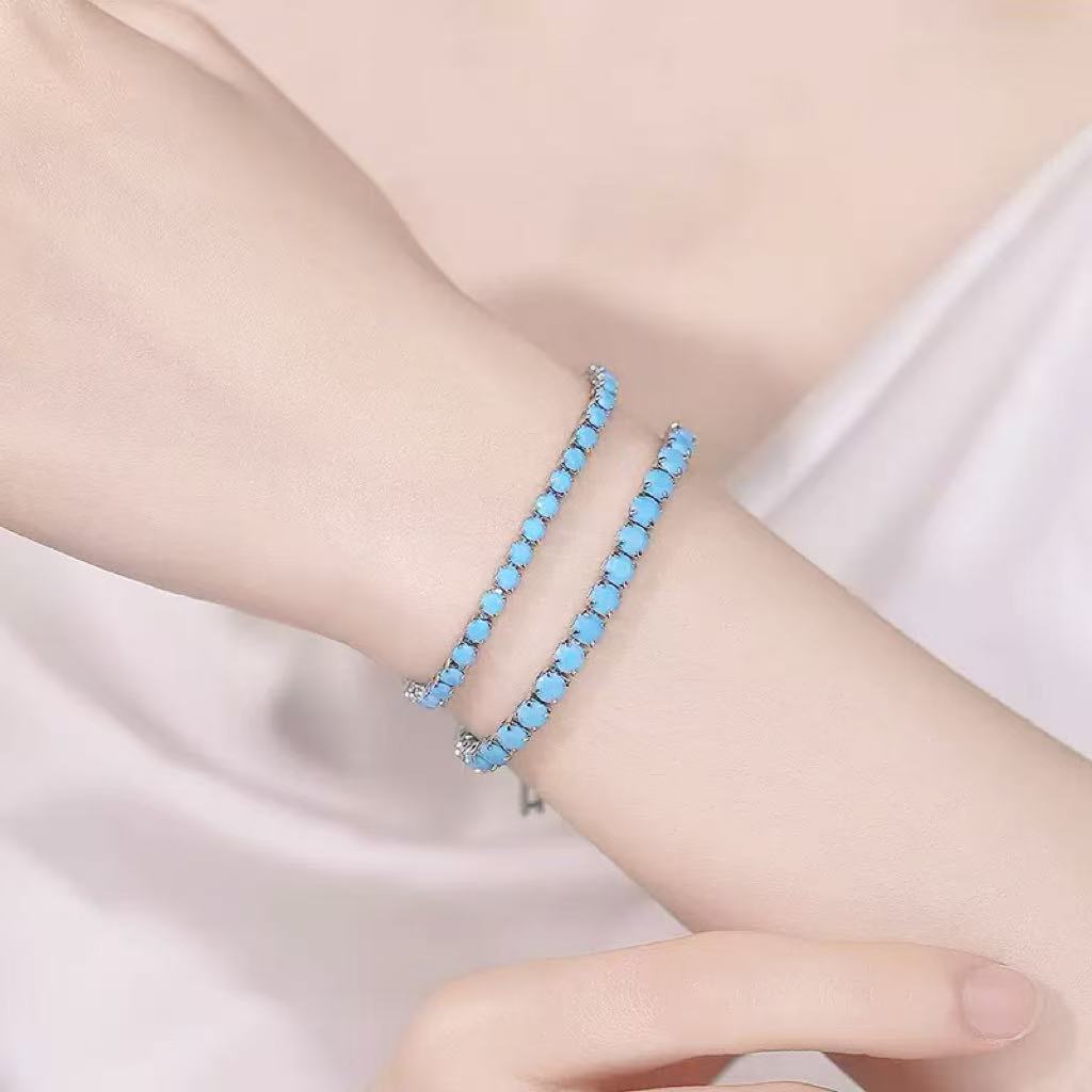 4mm blue zircon bracelet, simple and stylish