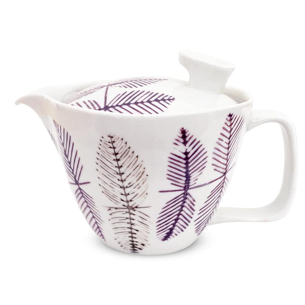 Made in with Tea for One to Two Purple Leaf Microwave and Dishwasher Safe J-kitchens Hasami-yaki Teapot, Japan, Strainer, 240ml, Large, People,