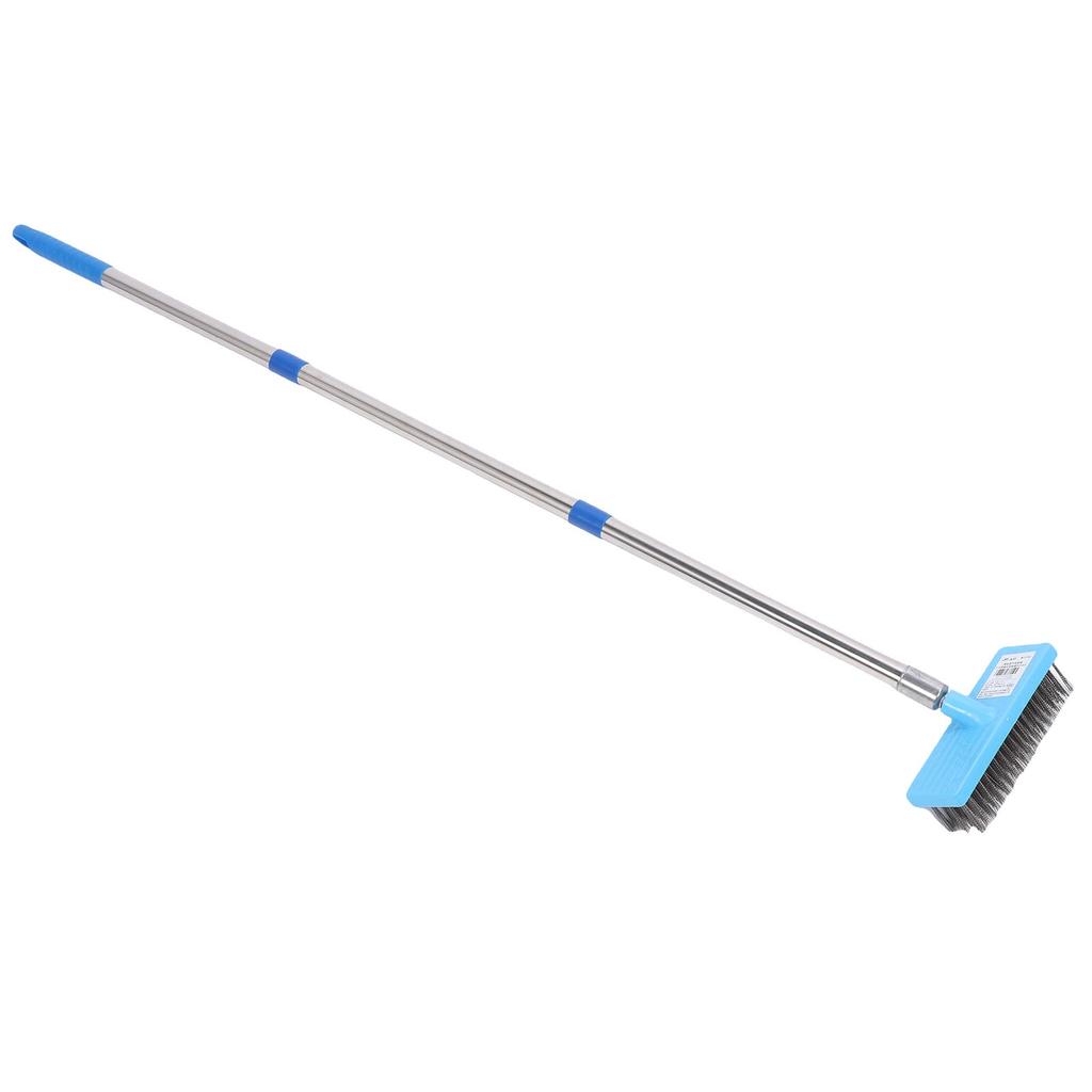 20CM Hard Cleaning Brush Telescopic Handle Steel Wire Scrubbing Broom for Grime Moss Removal Outdoor Floor Deck Garden