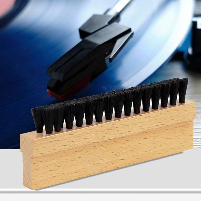 7 in 1 Vinyls Record Cleaning Kit for Turntables Record Wood Handle Velvet Brush Air Blower Styluses Brush Storage Bag
