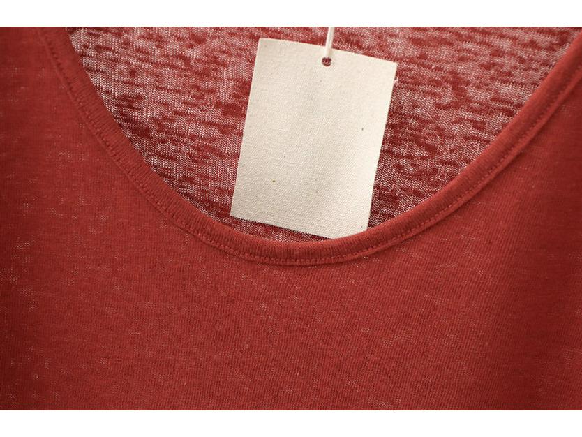 Women's Korean-Style Summer Cotton Linen Round Neck Shirt, Loose Fit, Mid-Sleeve, Plus Size Casual Top