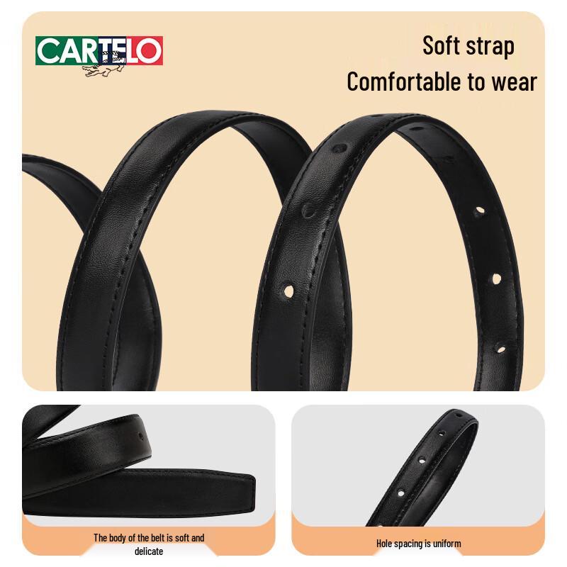 CARTELO Women's Genuine Leather Jeans Belt with Pin Buckle