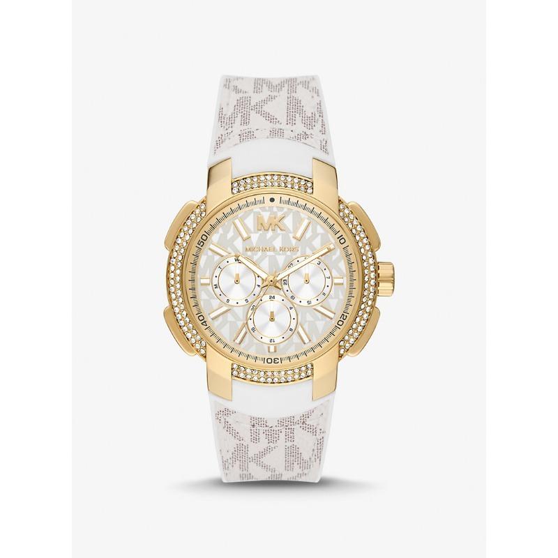 

Часы Michael Kors Oversized Sydney с паве, золотистый тон, логотип, MK7221 ваниль
