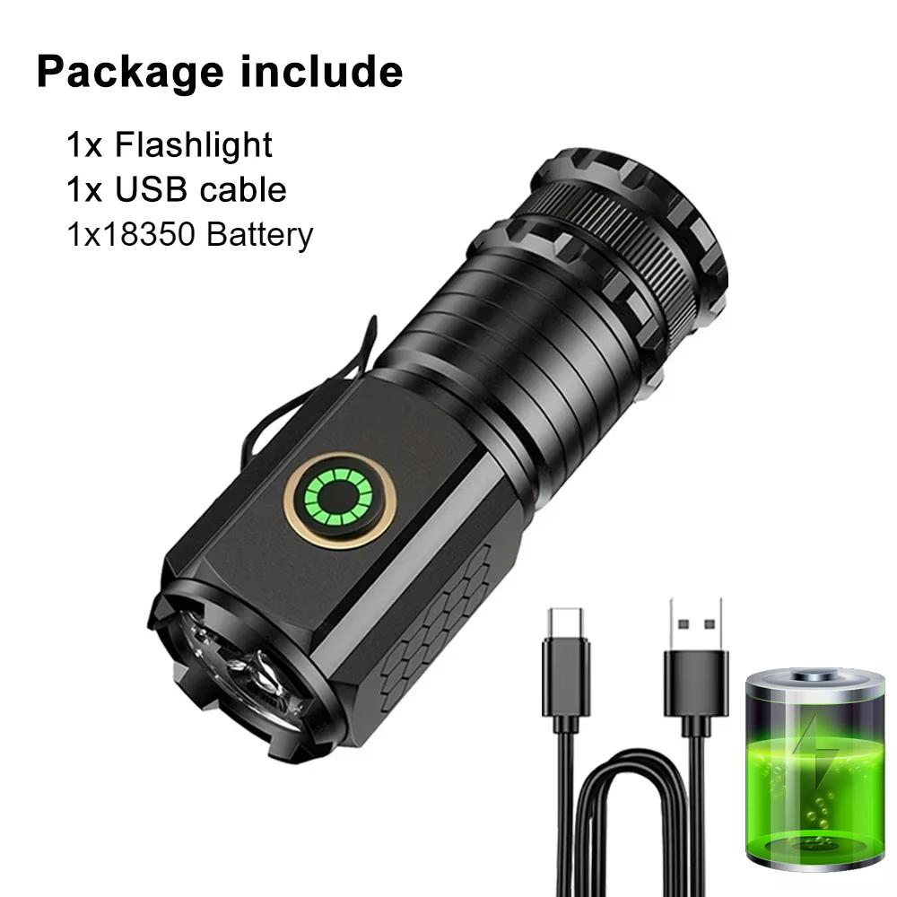 Potente Torcia a 3 LED Ricaricabile USB Torcia Portatile con Magnete 5 Modalità di Illuminazione Multifunzione Luminosa Lampada da Cappello con Clip