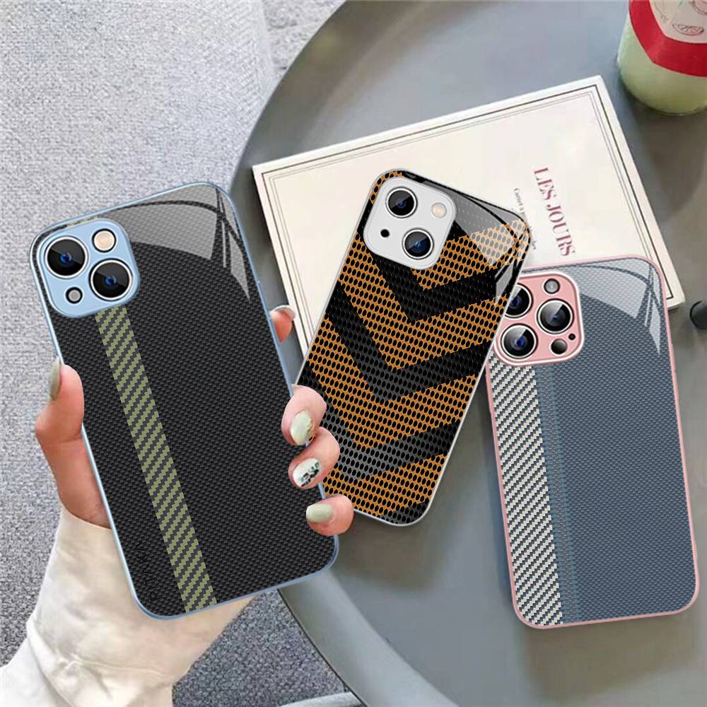 Fiber Texture Tempered Glass For Iphone 14 13 12 11 Pro Mini XS MAX 14Plus X XS XR Fundas
