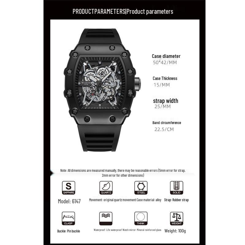 Large Dial Luminous Waterproof Quartz Watch - Men's Trendy Student Timepiece