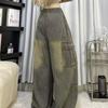 Teen Spring/Autumn Retro Loose Straight Multi-Pocket Workwear Jeans
