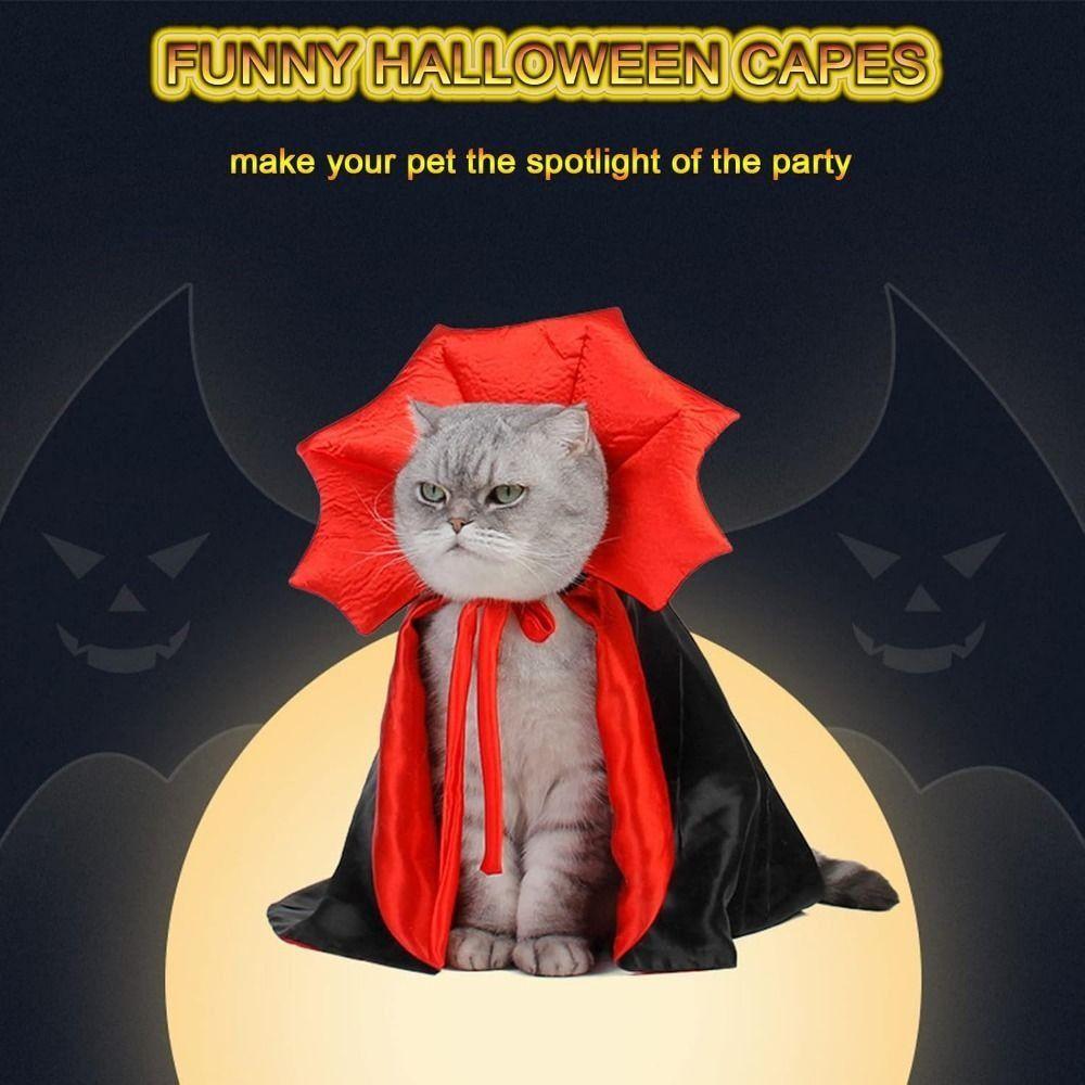 Stand-Collar Halloween Pet Cape Adjustable Dogs Wizard Outfit Funny Cat Cloak Animals