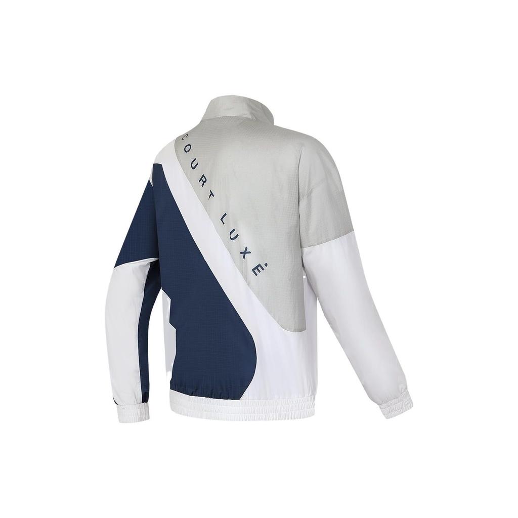 Fila Retro Sports Stand Collar Color Block Logo Print Tennis Woven Jacket Men Jackets Night-Shadow-Blue A11M333704F-DB