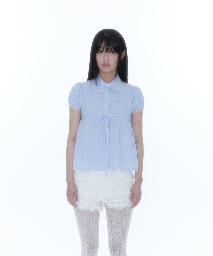 Kasiko Puff Sleeve Lace Shirt Blue