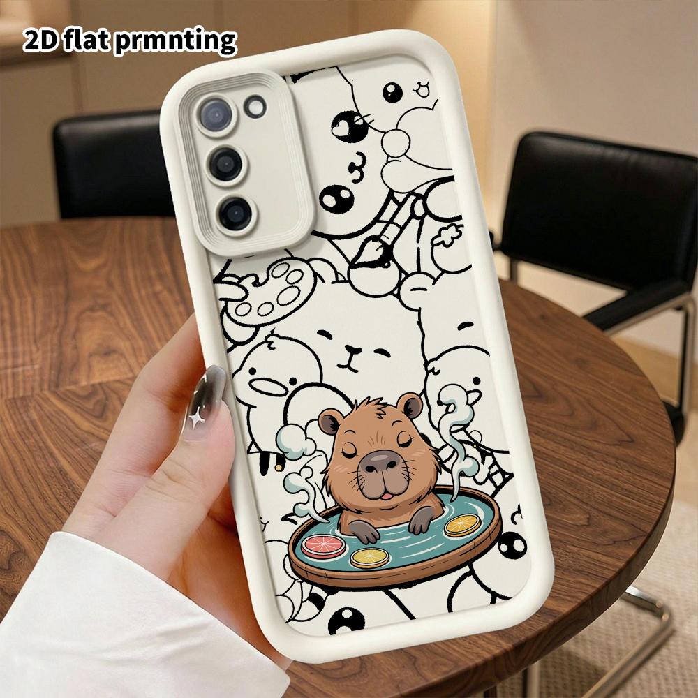 Phone Case: 2D flat, fits Samsung Galaxy A34 A35 M05 M06 S20 S22 S21 FE Plus 5G cases, capybara in a hot spring, perfect Christmas and Halloween holid