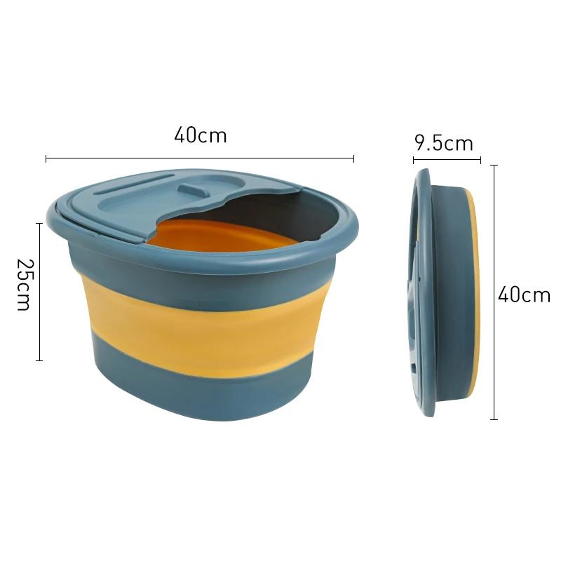 Foldable Foot Bathtub Portable Foot Soaker Tub with Cover Lid Wash Basin Home Laundry Basket Massage Bath Soak Feet Container