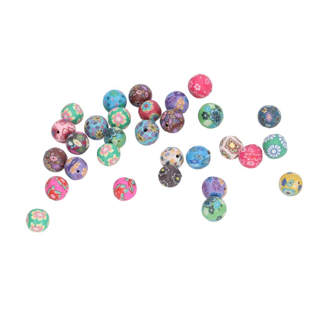 200pcs Handmade Clay Round Beads 0.31 Inch Spacer Beads Polymer Clay Beads For Jewelry Making