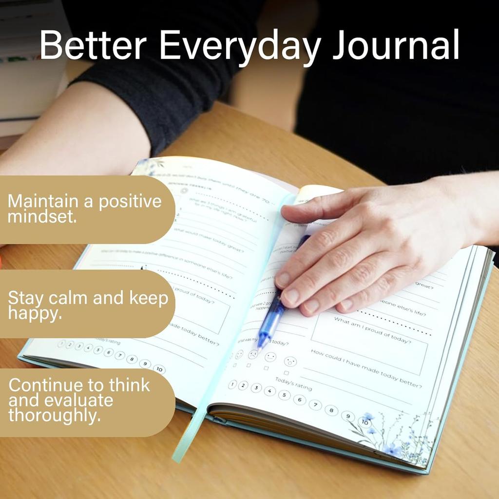 Gratitude Journal: Daily Mindfulness Prompts, Positivity Tracker & Happiness Exercises - Guided Reflective Writing, Self-Care Journal for Women &Men
