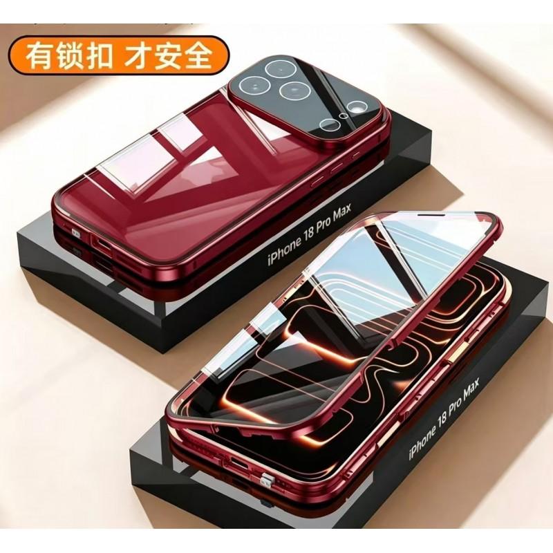 Magnetic Snap-on Privacy Screen Protector Case IPhone 18 Pro Max Dual Glass Aluminum Bumper Full Cover