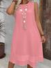 2025 Women's Plus Size Elegant Solid Color Sleeveless Summer Dress