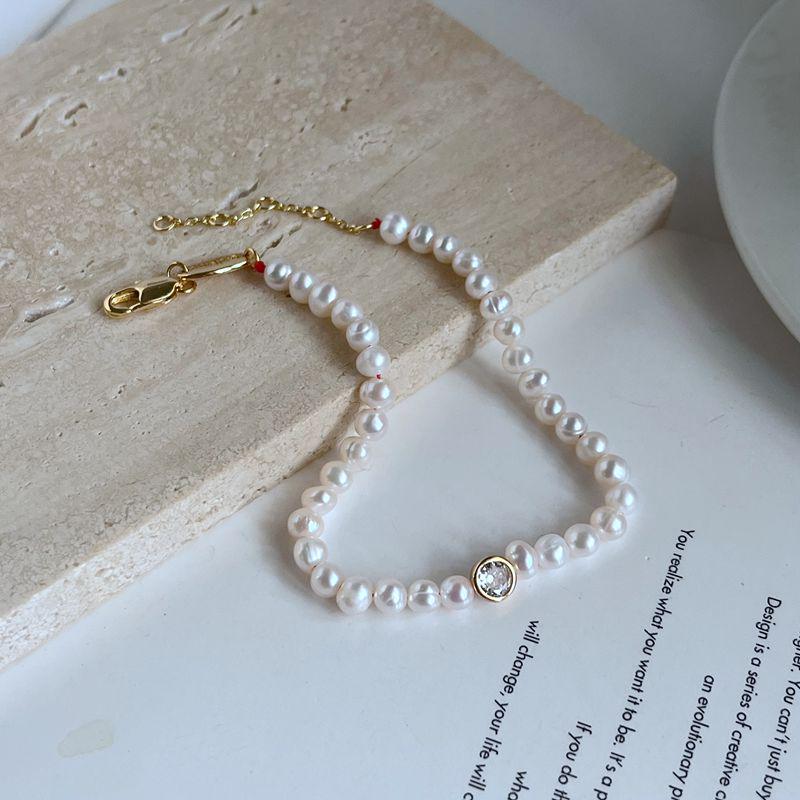 Elegant Zircon & Freshwater Pearl Red String Bracelet