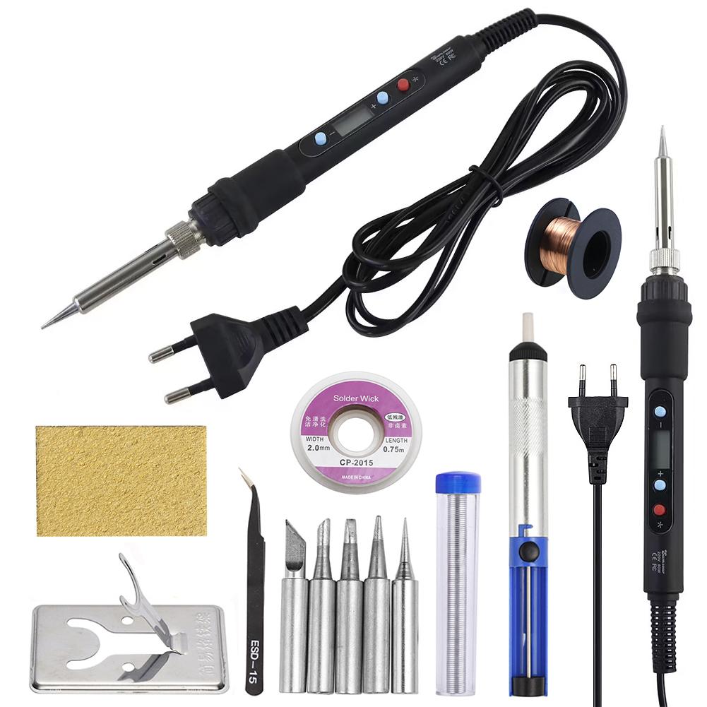 New Digital Display Adjustable Temperature Electric Soldering Iron Black 80W 110V / 220V Solder Welding Desoldering Repair Tools