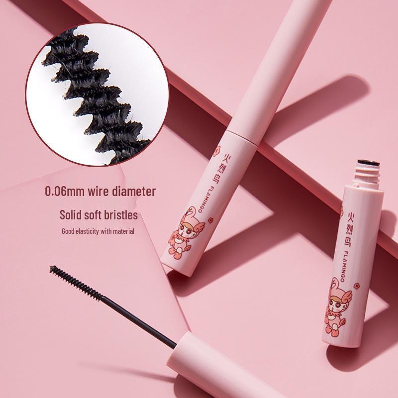 Flamingo Long-Lasting Black Mascara: Small Brush, Lengthens & Curls, Smudge-Resistant for Fine Lower Lashes