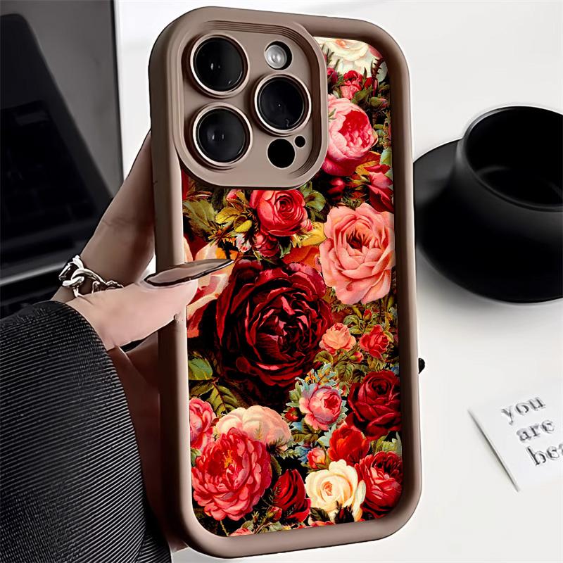 Flower Phone Case For iPhone 11 15 16 Pro Max 13 14 12 XS X XR 7 8 Plus SE 16promax Liquid Silicone Shockproof Soft Funda Cover