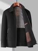 Men's Double-Faced Wool Jacket with Detachable Duck Down Liner and Turn-Down Collar