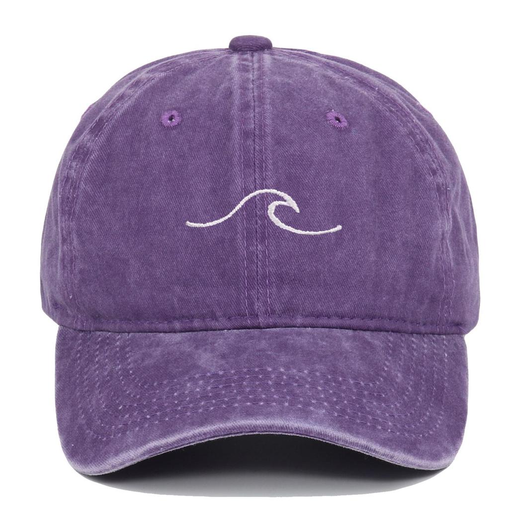 New Fashion Wavy Sea Wave Embroidered Cotton Baseball Cap - Washed Outdoor Casual Sun Hat