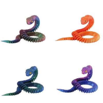 New 30Cm 3D Printed Snake Realistic Snake Statue Movable Joint Fidget Toys Desk Ornament Animal Model Gift For Kids Adults Children's Birthday Gift