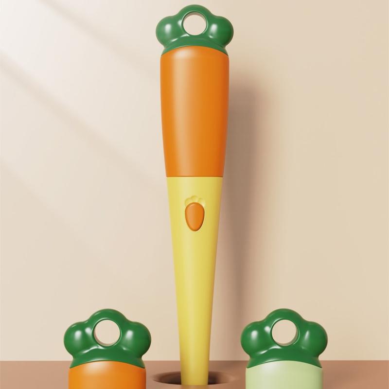 Carrot Shape 1 in 1 Long Handle Sponge Cup Brush Milk Bottle Brush for Vacuum Cup Lid Gap Cleaning Brush