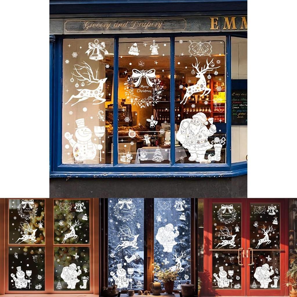 Christmas Window Decals Pvc Snowflake Reindeer Decor For Holiday Festivities