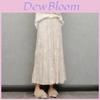 Cotton Blended Velvet Pleated Skirt With High Waist For Casual Office Wear