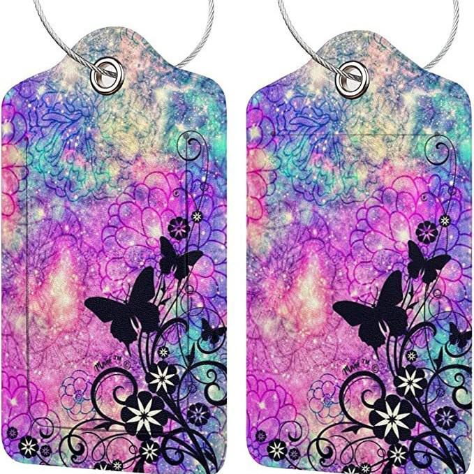 Stylish Printed Leather Luggage & ID Tag Set