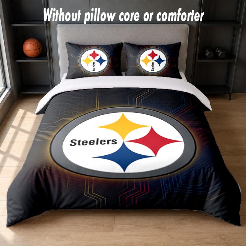 Pittsburgh Steelers Design Bed Bedding Set 1 Duvet Cover + 2 Pillowcases Soft Breathable Household Bed Linens