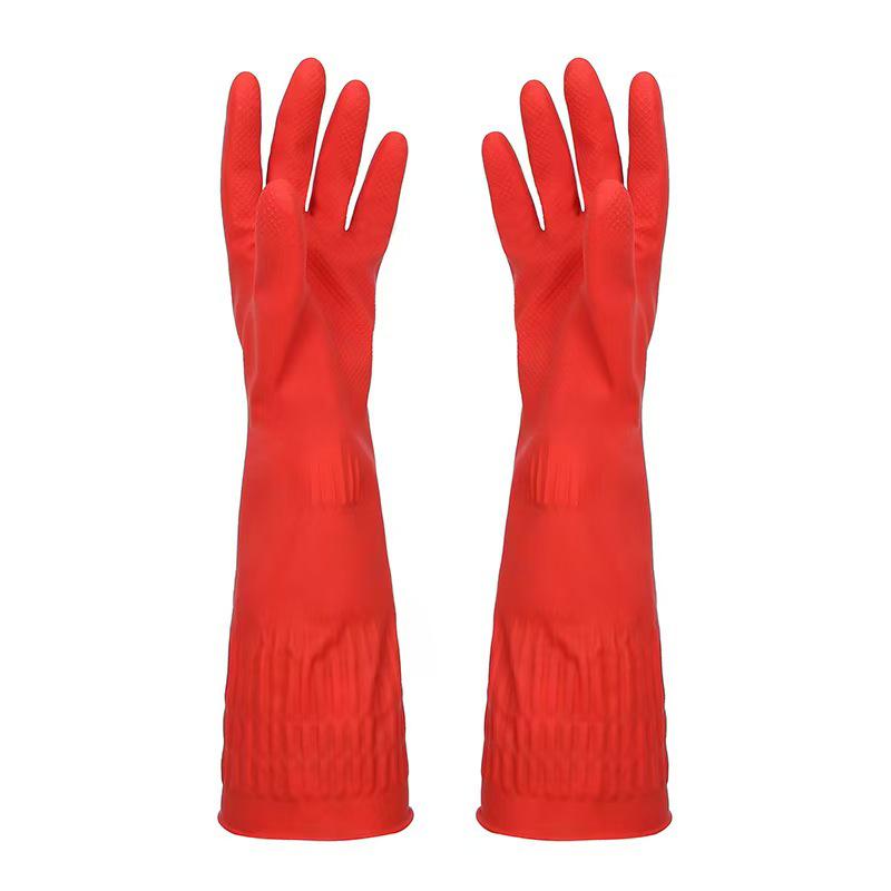 Extended Waterproof Latex Kitchen Gloves for Dishwashing and Cleaning