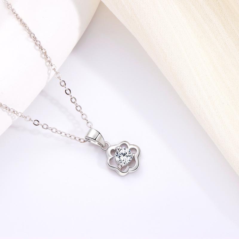 Elegant S925 Sterling Silver Flower Pendant for Women - Versatile Korean Style Jewelry S925 Silver