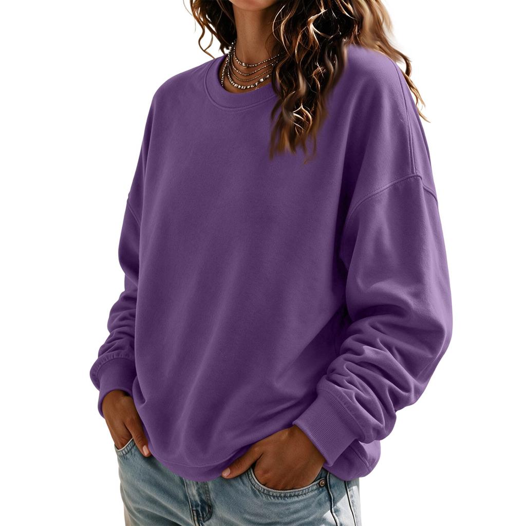 Women's Crewneck Sweatshirt Long Sleeve Color Casual Top for Everyday Wear