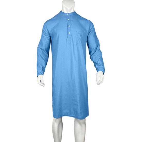 Camicia da pigiama da uomo a maniche lunghe tinta unita versatile camicia da notte da indossare ogni giorno Camicia con design a bottoni Fornitura maschile