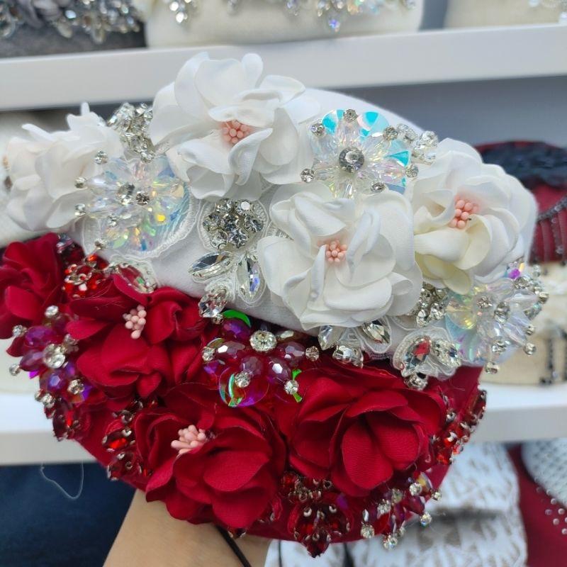 Women's Hat Vintage Chic Floral Beret - Stylish and Elegant Airline Stewardess Hat