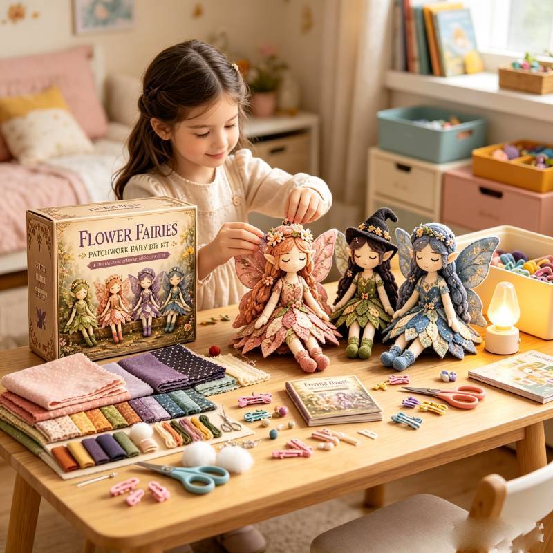 Feen-Patchwork-Puppen-Set Mit Handgefertigtem Design Für Kreative Kinder Und Bastler
