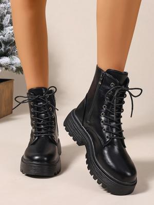 Damen Herbst Winter Neuer Stil Kältebeständig Dicke Dickbesohlige Stiefel Schlicht Bequem Abriebfest Kurze Stiefel